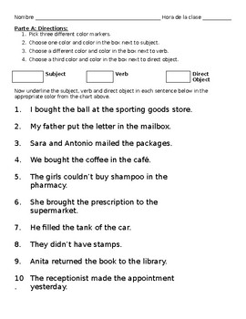 Direct Object Pronoun Worksheet by Jessica Westervelt | TPT