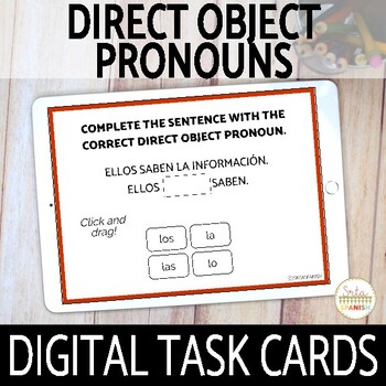 Preview of Direct Object Pronouns Spanish Digital Task Cards on Boom Cards