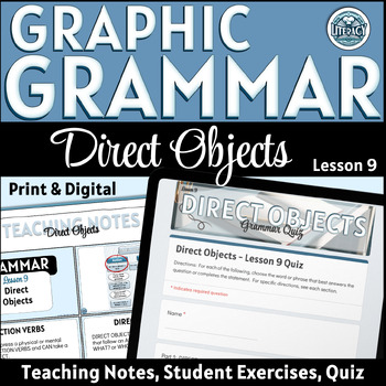 Preview of Direct Objects - English Grammar Lesson 9 - Print & Digital