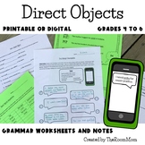 Direct Objects Grammar Worksheets and Complements in Grammar