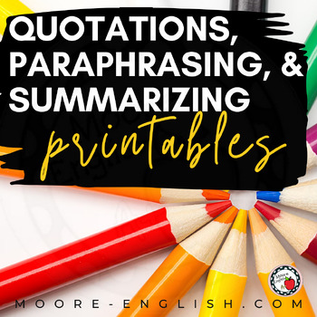 Preview of Direct Quotation, Paraphrasing, and Summarizing Graphic Organizers 