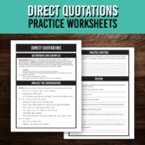 Direct Quotations Punctuation and Grammar Worksheet | Dial