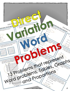 Preview of Direct Variation (Word Problems, Graphs, Tables)