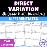 Direct Variation Differentiated Worksheets