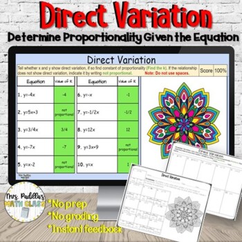 Preview of Direct Variation Digital Activity | Constant of Proportionality 