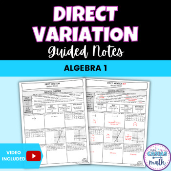 Preview of Direct Variation Guided Notes Lesson Algebra 1