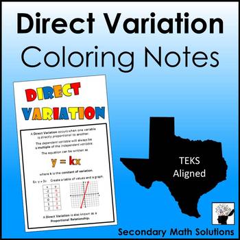 Preview of Direct Variation Coloring Foldable Notes