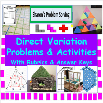 Preview of Direct Variation Problems and Activities with rubrics and answer keys