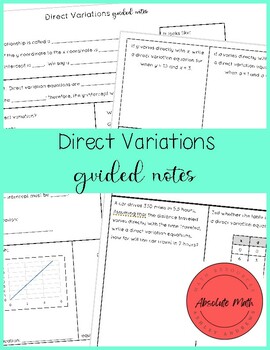 Preview of Direct Variations Guided Notes