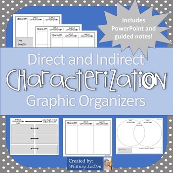 Preview of Direct and Indirect Characterization Graphic Organizers and Notes