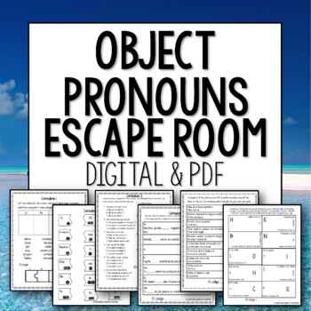 Preview of Direct and Indirect Object Pronouns Spanish Escape Room digital and printable