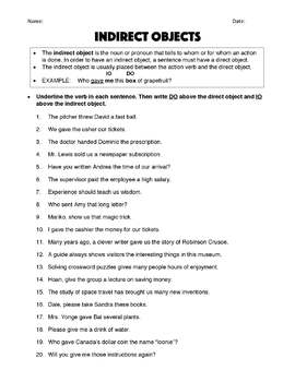 Direct and Indirect Objects - Worksheets & Answer Keys by Robert's