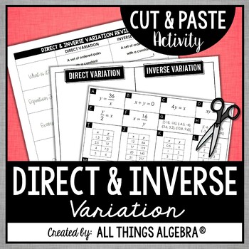 Preview of Direct and Inverse Variation | Cut and Paste Activity