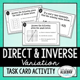 Direct and Inverse Variation | Task Cards