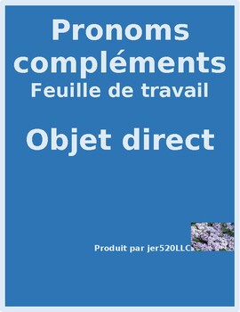 Preview of Pronoms compléments Direct Object Pronouns French Worksheet 1