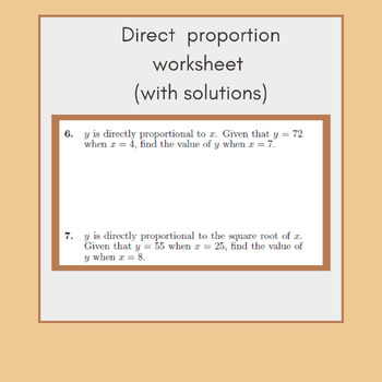 Preview of Direct  proportion worksheet (with solutions)