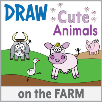 Preview of Directed Drawing - 15 Cute Animals - On the Farm Theme