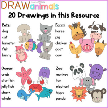 How to draw Zoo Animals and Words: Easy & Fun Drawing and first