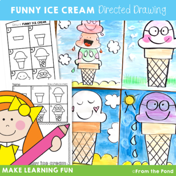 Preview of Directed Drawing Art Project - Funny Ice Cream