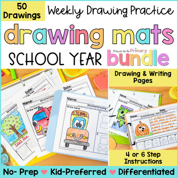 Preview of 50 How to Draw Directed Drawing & Writing Activities + FREE Calendar Fathers Day