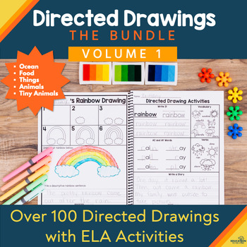 Preview of Directed Drawing Bundle: Reading, Writing, & Phonics Art Integration Activities