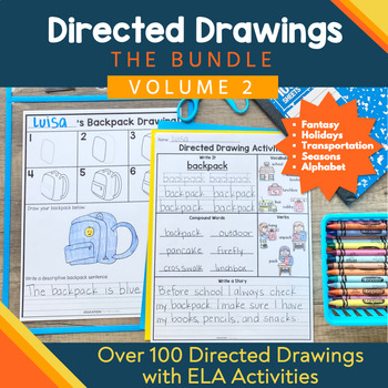 Preview of Directed Drawing Bundle: Reading, Writing, & Phonics Art Integration Activities