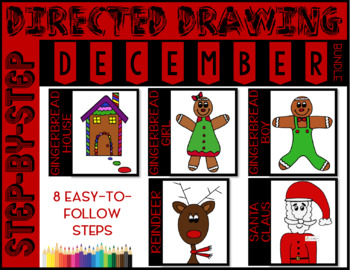 Directed Drawing December Themed Bundle Reindeer Santa