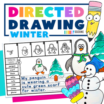 Preview of Directed Drawing: Draw & Write Winter Activity Pages K-2