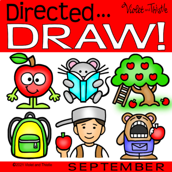 Preview of Directed Drawing Fall September Johnny Appleseed Apple Tree How to Draw Step by