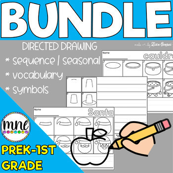 Preview of Directed Drawing Fine Motor Skills Tracing Coloring And Sequence BUNDLE