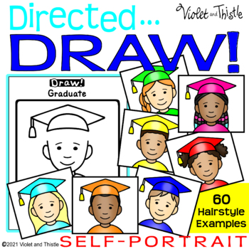 Preview of Directed Drawing Graduation Self Portrait Template Graduate How to Draw Step by