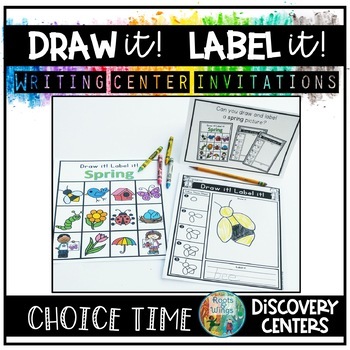 Preview of Kindergarten Writing Center Activities, Guided Directed Drawing & Labeling Pages