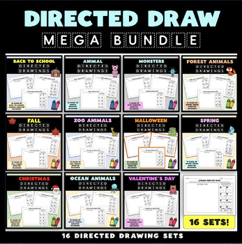 Preview of Directed Drawing MEGA Bundle - 16 Directed Drawing Sets - 174 different drawings