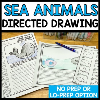 Preview of Directed Drawing & Writing Center Activities Ocean Fish, Shark, Turtle, Whale