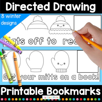 Preview of Directed Drawing Printable Bookmarks Winter December January February