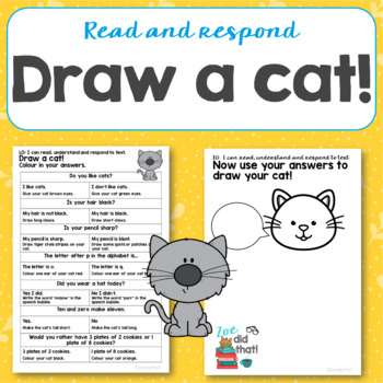 Preview of Directed Drawing Read and respond Create a Cat