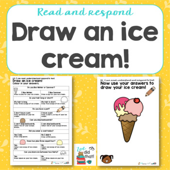 Preview of Directed Drawing Read and respond Create an Ice Cream