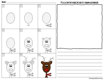 Directed Drawing - Christmas REINDEER by CrazyCreations on TpT | TpT