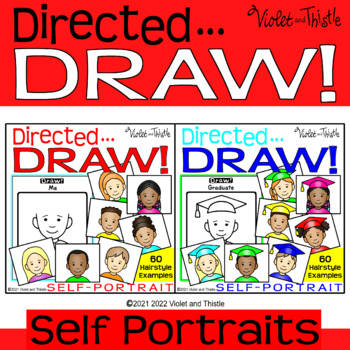 Preview of Directed Drawing Self Portrait Graduate Template BUNDLE Graduation How to Ste by