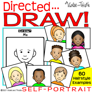 Preview of Directed Drawing Self Portrait Template End Year Back to School How Draw Step by