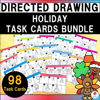 Preview of Directed Drawing Task Cards | Holidays | Cinco De Mayo | Fine Motor Activities