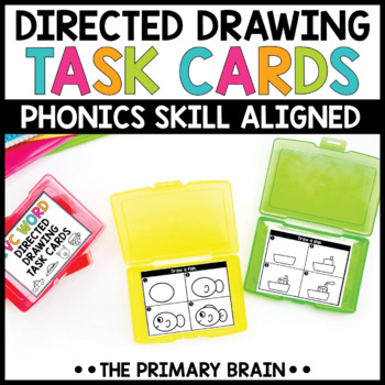 Preview of Directed Drawing Task Cards | Fast Finishers Phonics Centers Activities