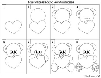 Directed Drawing - Valentine's Day BEAR by CrazyCreations on TpT