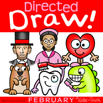 Preview of Directed Drawing Valentines Day February Learn How to Draw Winter Step by Step