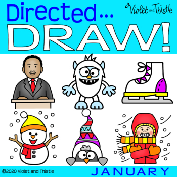 Preview of Directed Drawing Winter Martin Luther King Jr January Year How to Draw Step by
