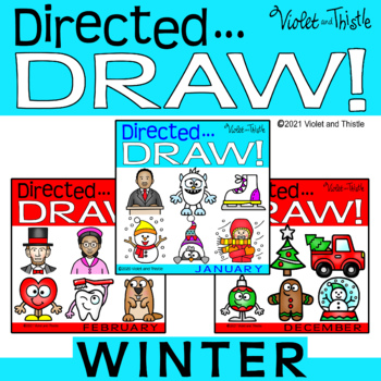 Preview of Directed Drawing Winter Snowman January February BUNDLE Write How Draw Step by
