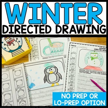 Preview of Directed Drawing Art & Writing January Winter Set Penguin, Polar Bear, Snowman