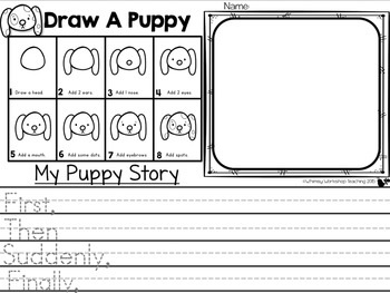 Preview of Directed Drawing and Writing PUPPY FREEBIE Whimsy Workshop Teaching