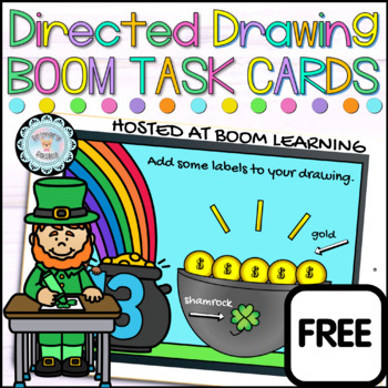Preview of Directed Drawing for Kids: FREE Leprechaun Pot of Gold Boom Cards