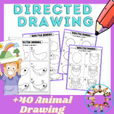 Directed Drawing Kindergarten worksheet / (42 pages) All a